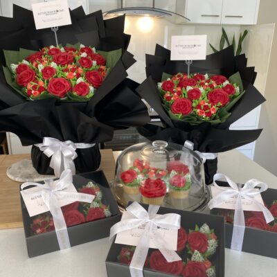 Vanilla Cupcake Bouquet with buttercream flowers Perth